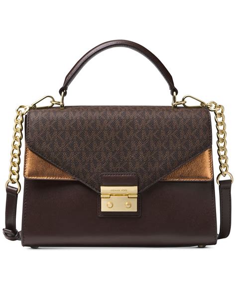 michael michael kors sloan medium top-handle satchel brown|Michael Kors Sloan Satchel/Top Handle Bag Handbags & Bags .